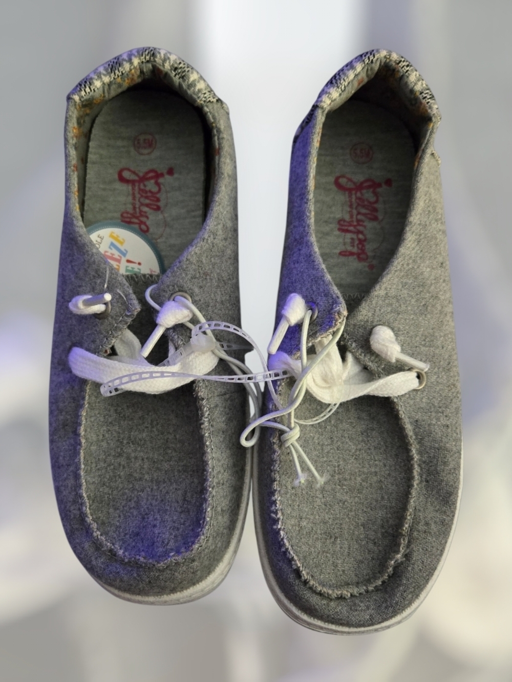 Jellypop Gray Canvas Boat Shoes Casual Comfort Slip-On Loafers Size 5.5